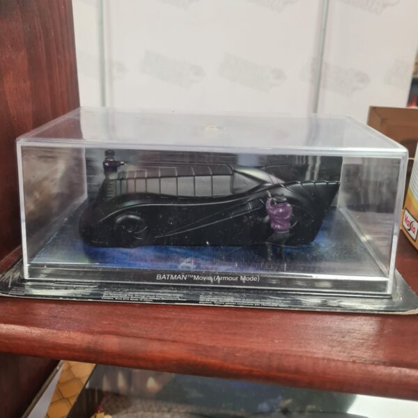 Eaglemoss Batman Movie Batmobile Armour Mode diecast model in display case.