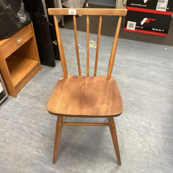 Vintage 1960s Ercol stick back chair in beech wood.