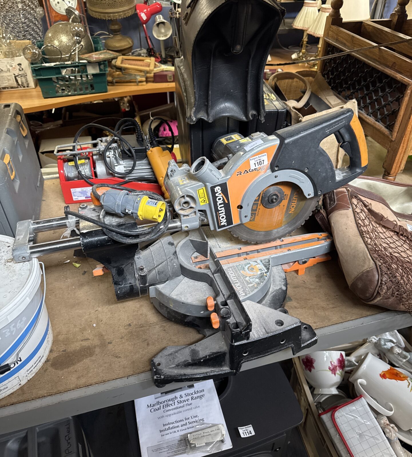 Evolution Rage3 110v chop saw for metal cutting.