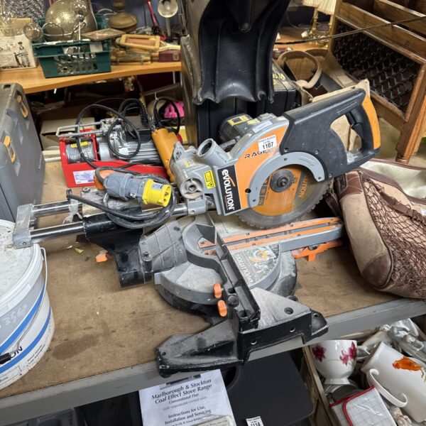 Evolution Rage3 110v chop saw for metal cutting.