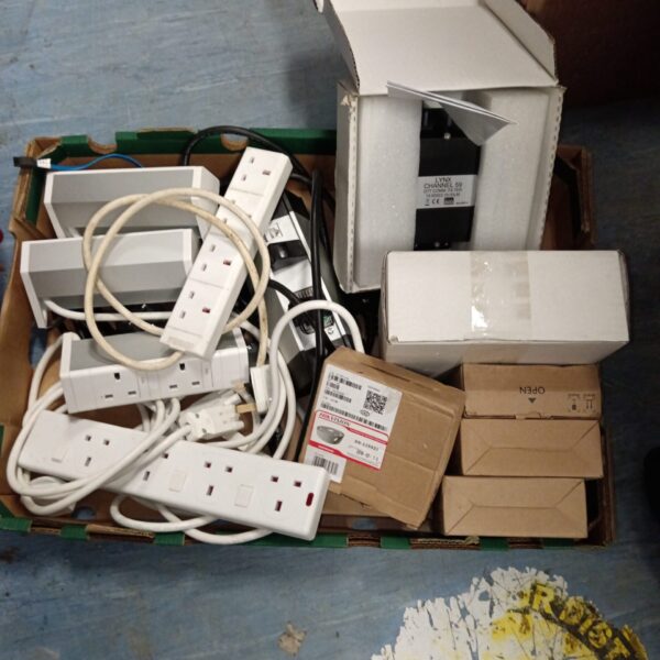 Collection of extension leads and a DTT filter for UK power.