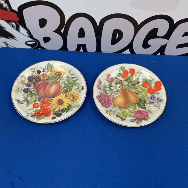 Vintage Fenton China collectors plates with floral design.