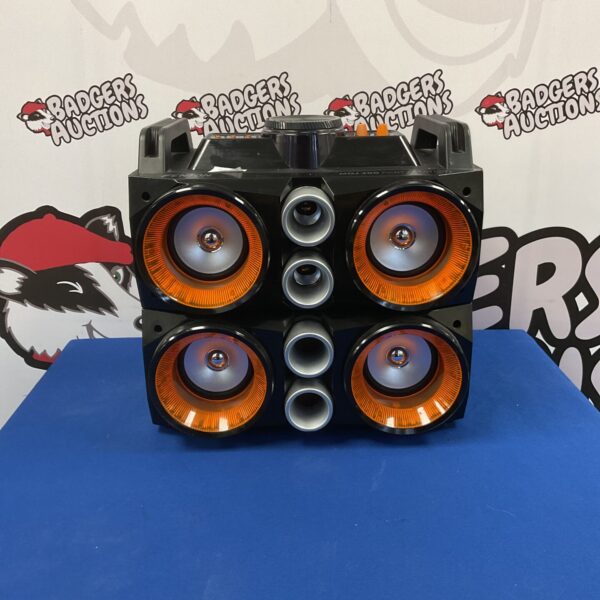 Fenton MDJ 200 party speaker system with illuminated speakers.