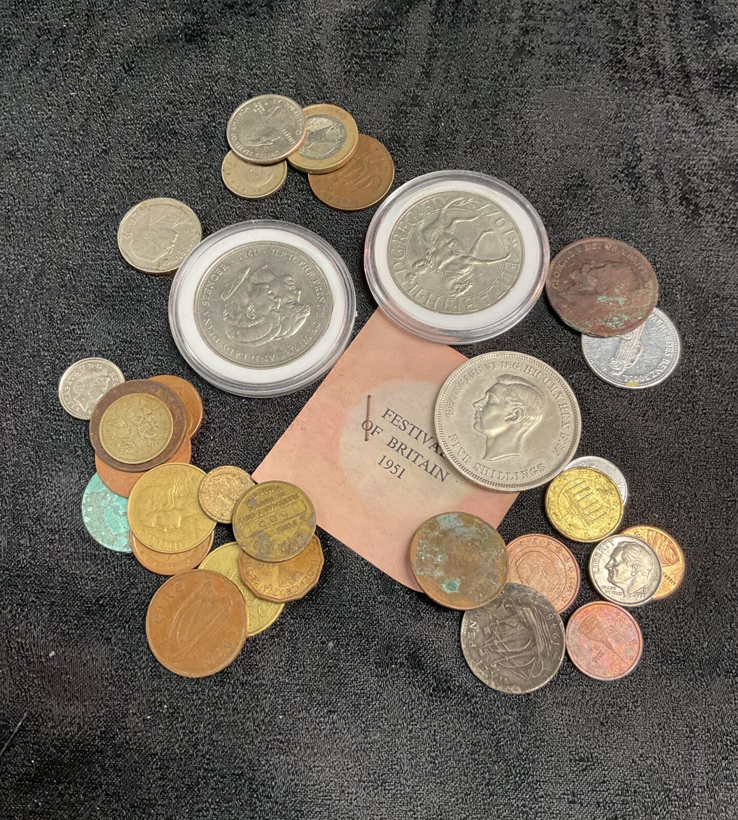 Mixed lot of vintage British coins from the 1951 Festival of Britain.
