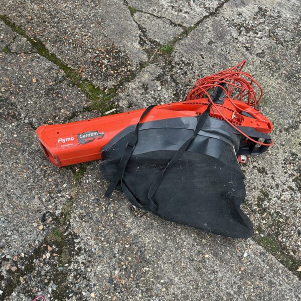 Flymo garden vac blower in working condition for garden maintenance.