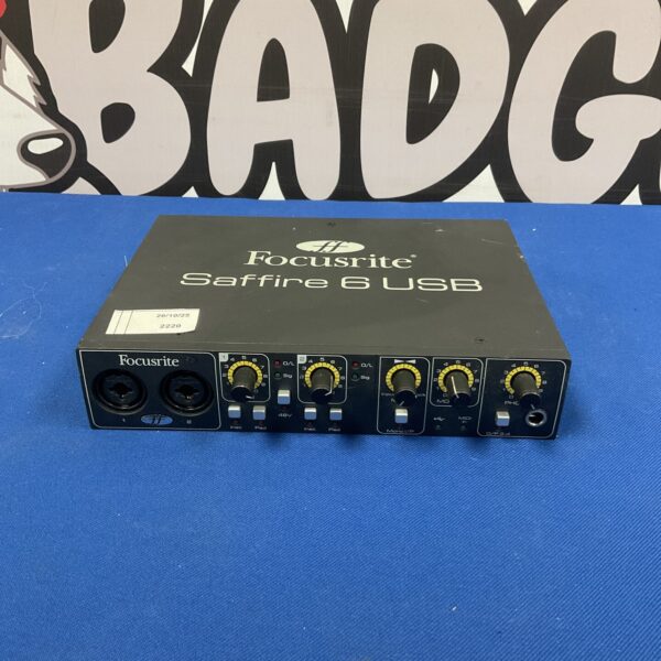 Focusrite Saffire 6 USB audio interface for music recording.