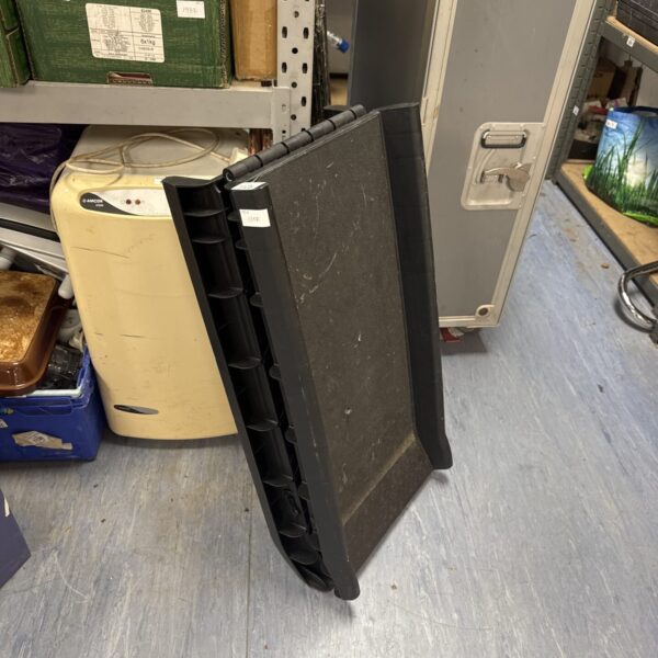 Folding dog car boot ramp for easy pet access.