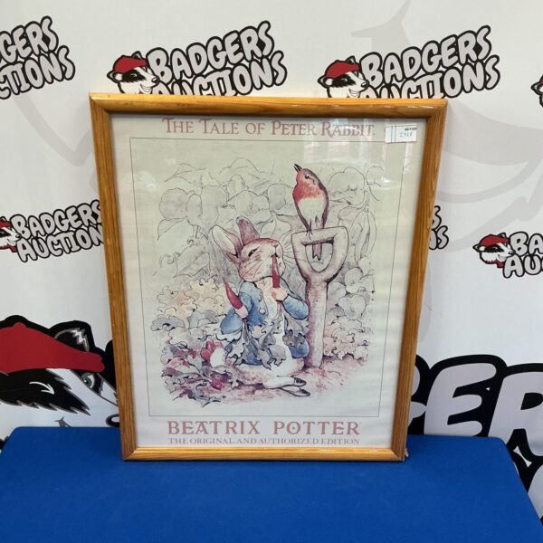 Vintage framed Peter Rabbit print by Beatrix Potter.