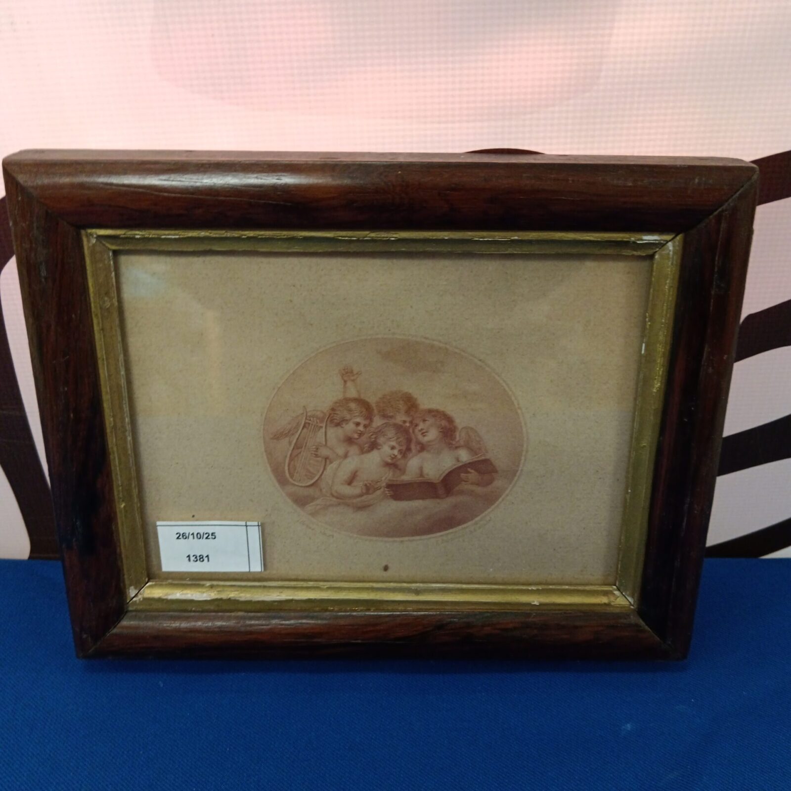 Antique Francesco Bartolozzi cherub engraving, delicate stipple print.