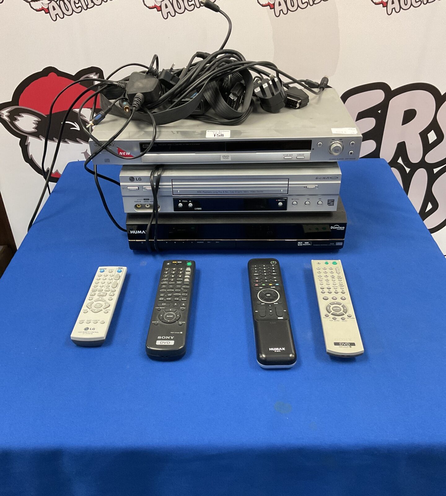 Freeview PVR bundle with Sony DVD player, LG VCR, and Humax interface.