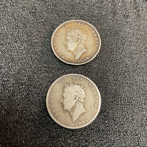 1826 George IV Sixpence coin obverse, showing the king's portrait.