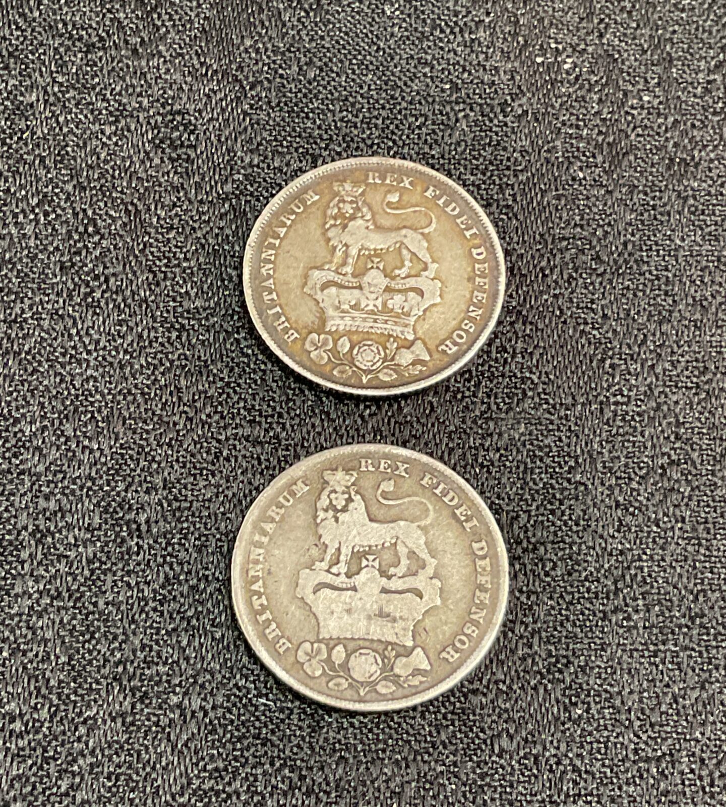 1826 George IV Sixpence coin reverse, featuring a crowned rose.