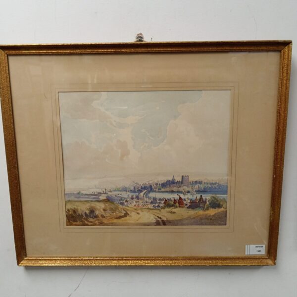 Godwin Bennett watercolour painting of Rochester, Kent landscape.