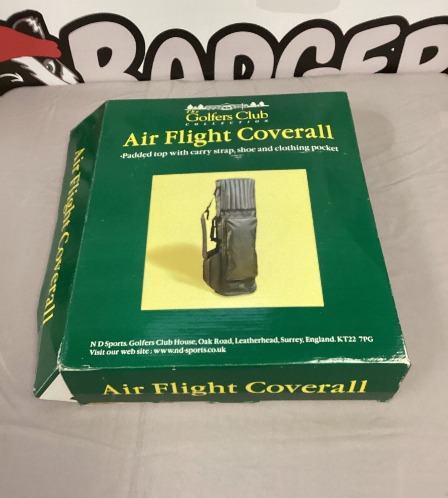 Front view of the Golf Club Collection flight coverall for golf club protection.