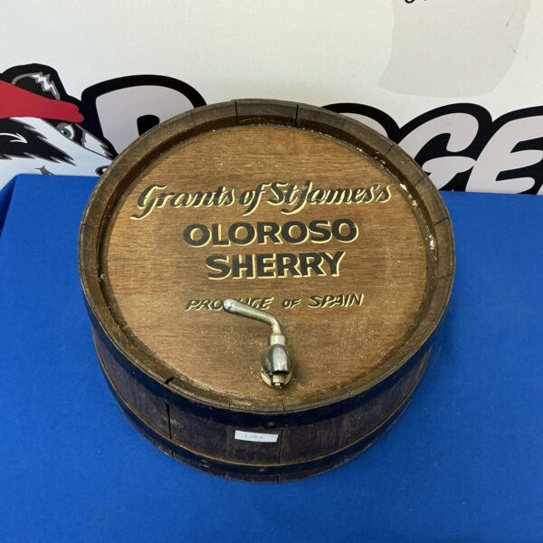 Miniature Grants of St James Sherry Barrel with tap.