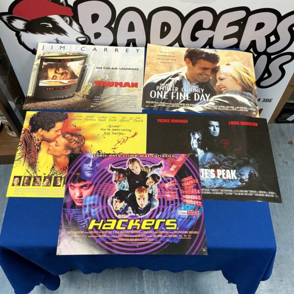 Original 1995 *Hackers* film poster featuring Johnny Lee Miller and Angelina Jolie.