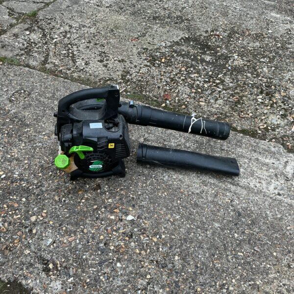 Handy petrol leaf blower for garden cleaning and debris removal.