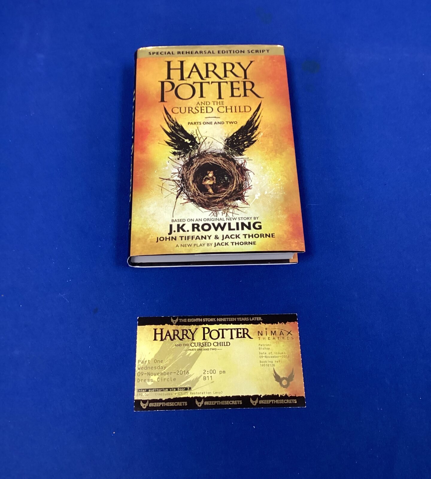 harry potter cursed child book with theatre ticket – Badgers Auctions