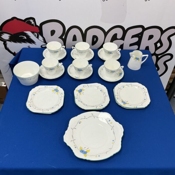 Vintage Heathcate bone china tea set with floral pattern.