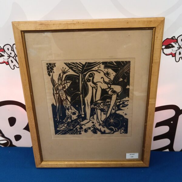 Vintage Heinrich Campendonk woodcut print, "The Fairytale" illustration.