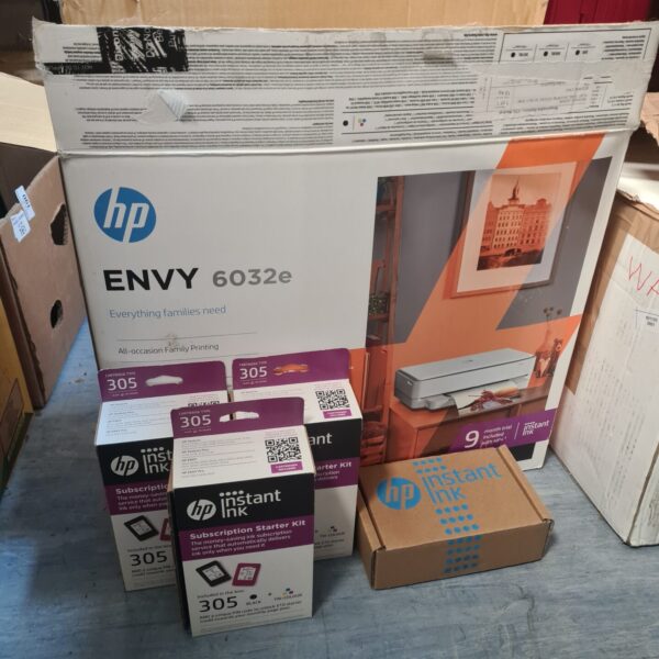 HP Envy 6032e printer in original packaging.