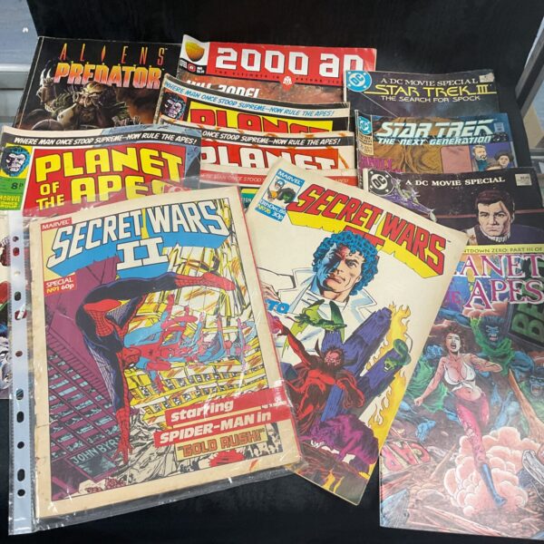 Collection of vintage comics, including secret wars two Marvel comics special number one March 1, 1986 and others