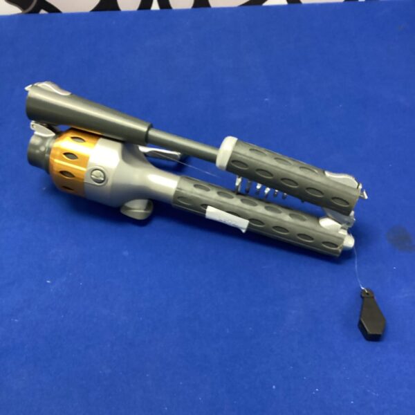 Compact folding fishing rod for travel and portability.