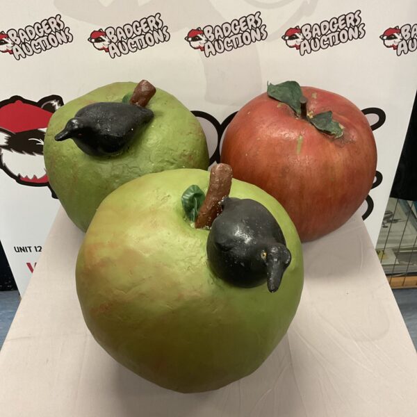Three large shop window display fibreglass apples