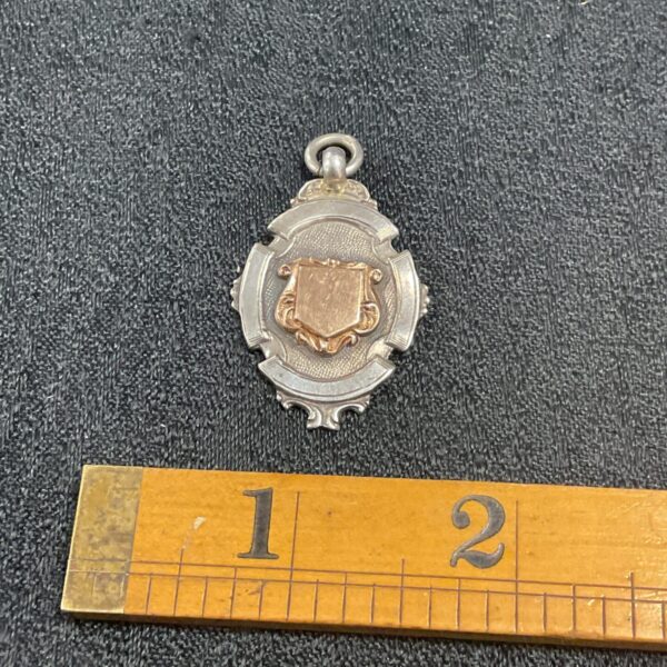 Antique Skelton Chester fob medal with shield design.