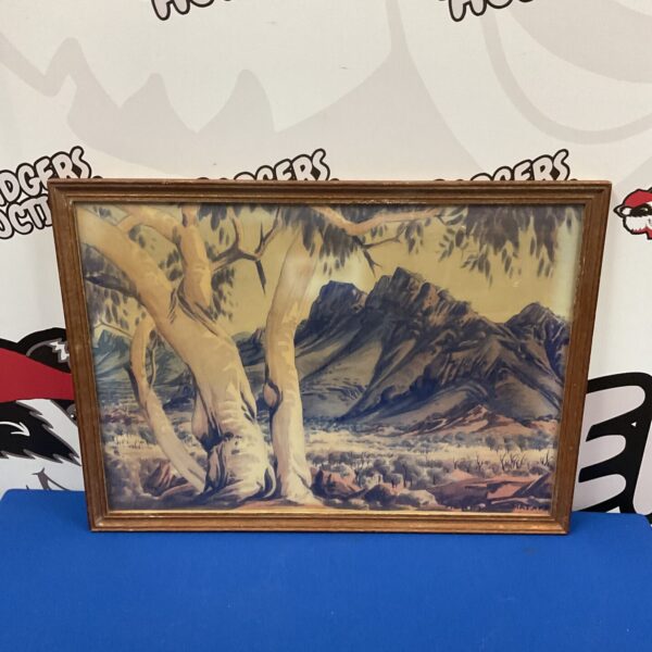 Vintage Albert Namathka print of Mount Burt range landscape.