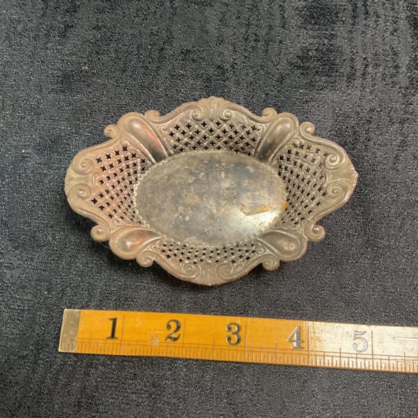 Antique sterling silver bon bon dish with pierced detailing.
