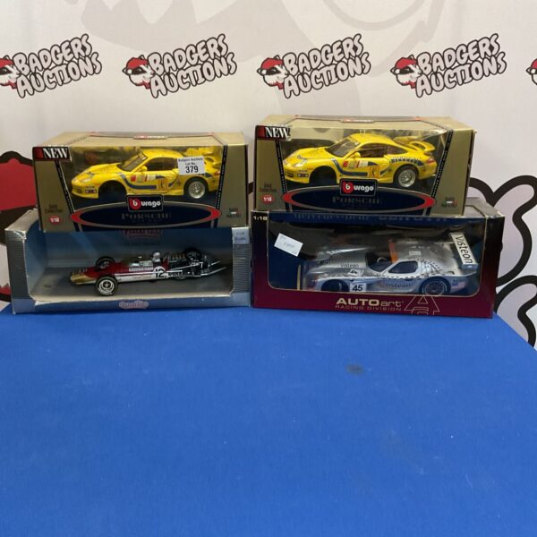 Burago diecast model cars lot, boxed collectible cars for enthusiasts.
