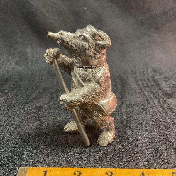 Detailed Victorian whitemetal bear cigar lighter figurine.