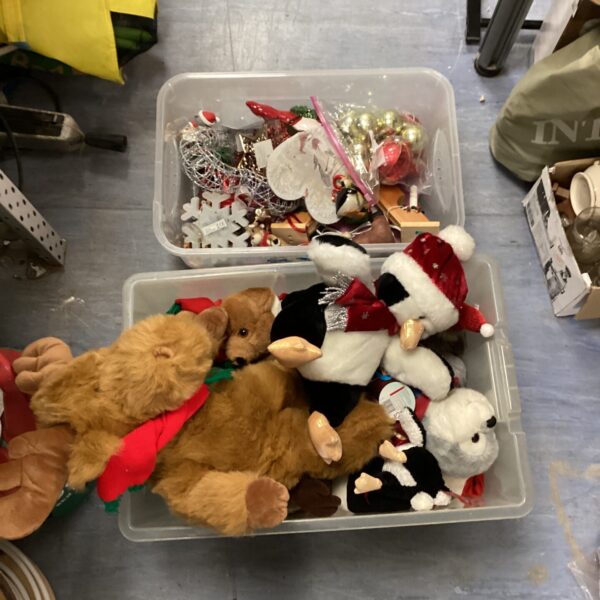 Christmas decorations and cuddly toys bundle for festive holiday displays.