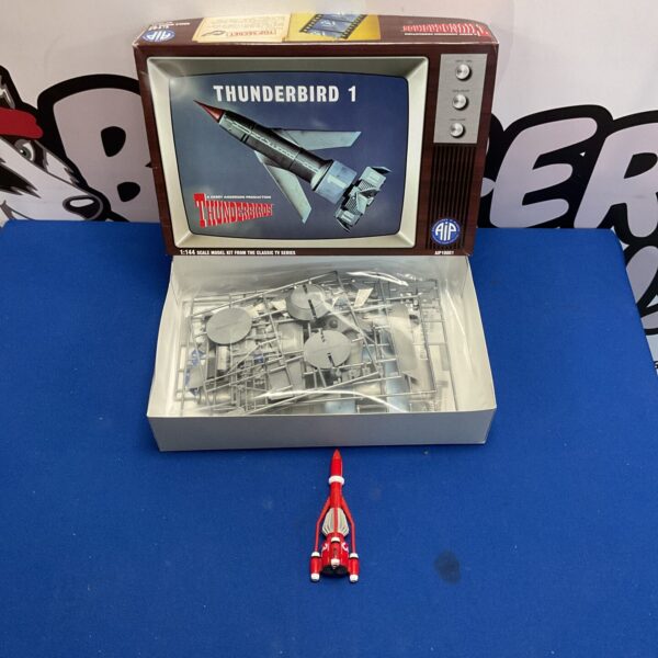 Vintage Thunderbird 1 model kit box, classic 1960s sci-fi collectible.