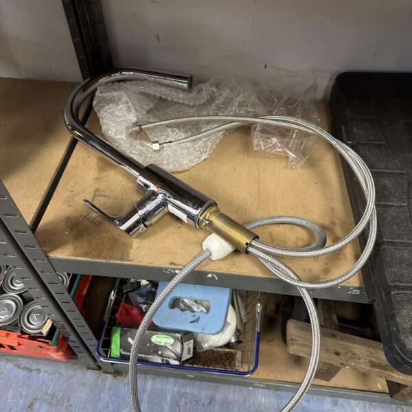 Swan neck kitchen mixer tap with tails (has some cosmetic marks)