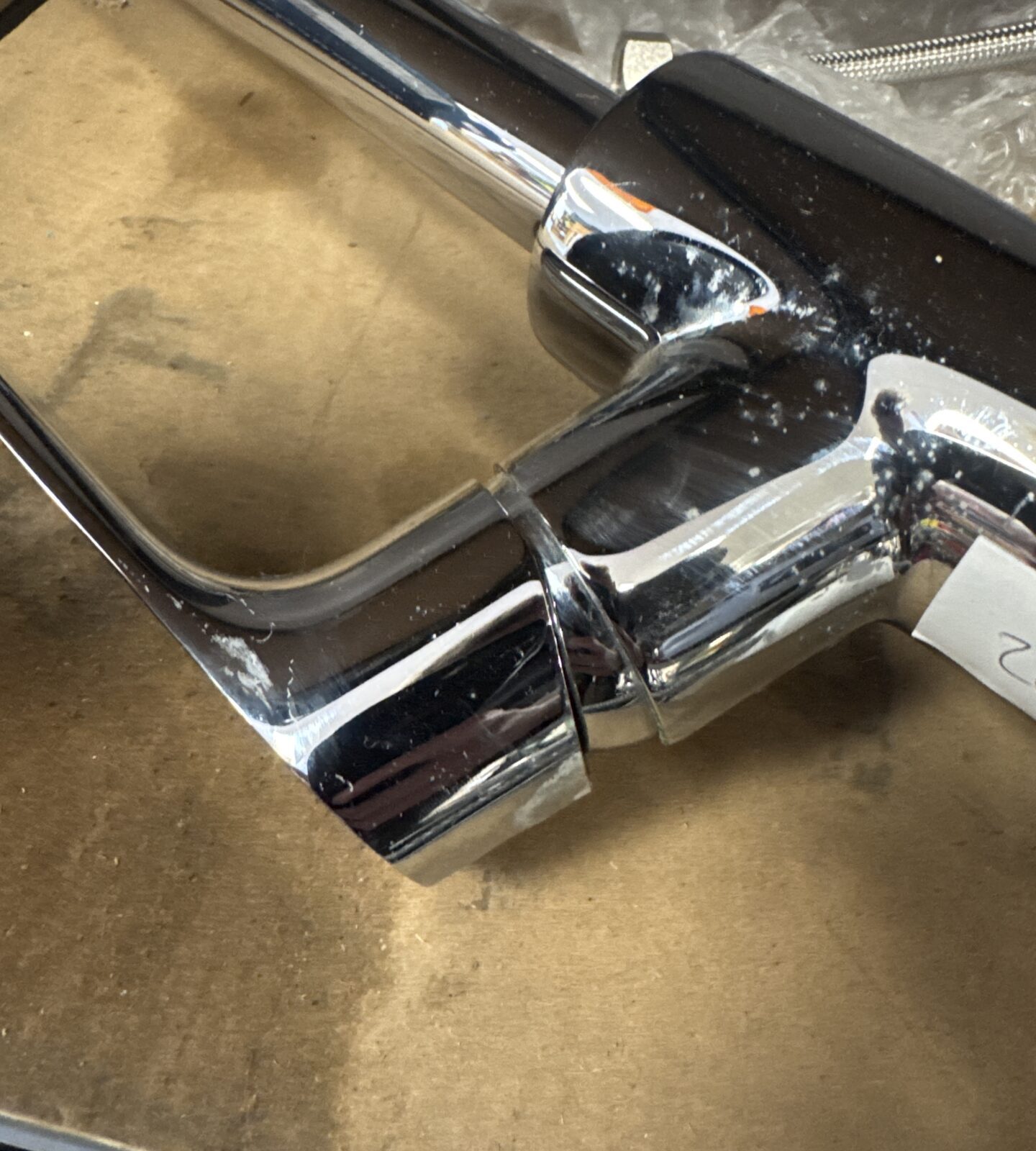 Swan neck kitchen mixer tap with tails (has some cosmetic marks) - Image 2
