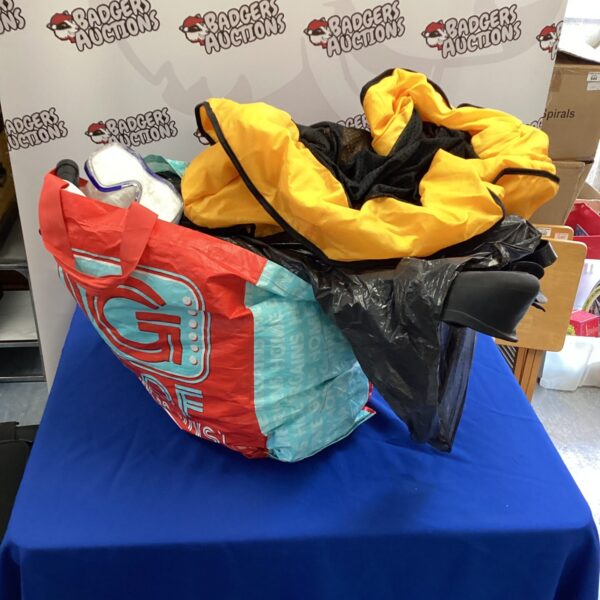 Colourful lot of beach inflatables for summer fun.