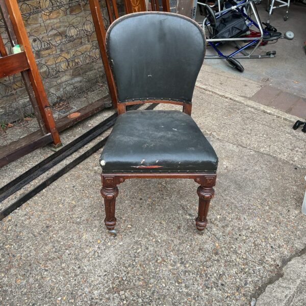 Victorian Leather Chair on caster wheels