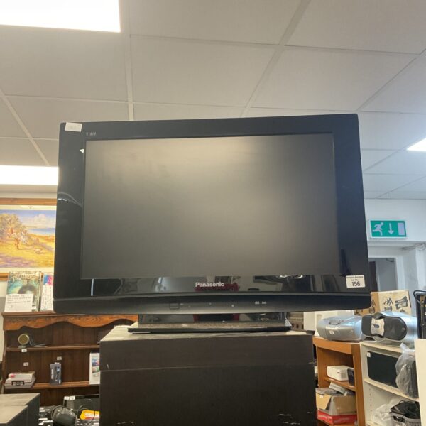 Front view of a black Panasonic 26” LCD television.
