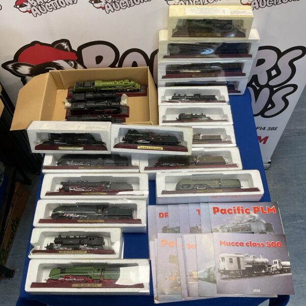 Large lot of Atlas Editions model trains for collectors.