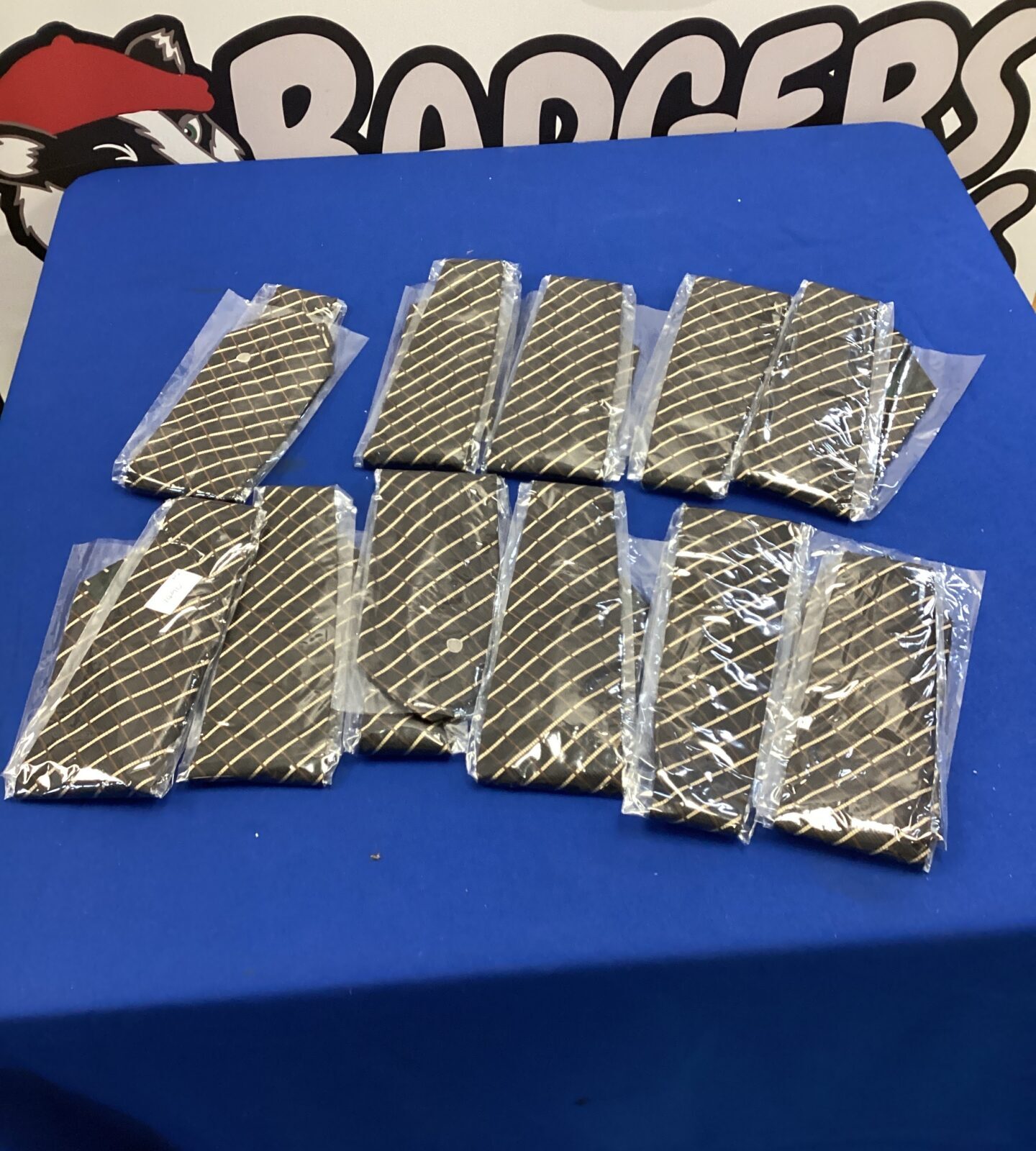Bag of new brown striped ties