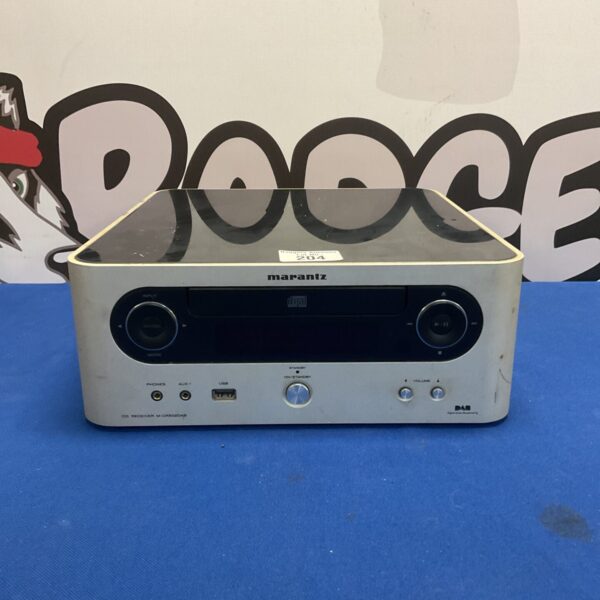 Marantz M-CR502DAB CD receiver front view, silver finish.