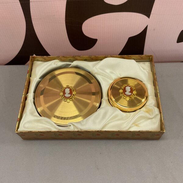 Vintage Margaret Rose cameo pill pot and compact set.