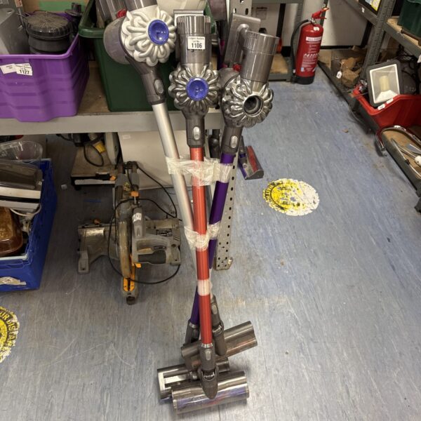 Dyson cordless hoover bundle including V8 and V10 models.