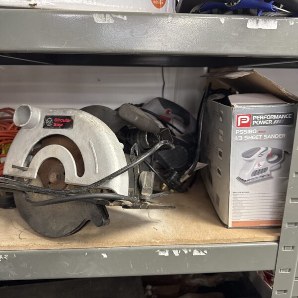 Circular saw from a power tool bundle for DIY projects.
