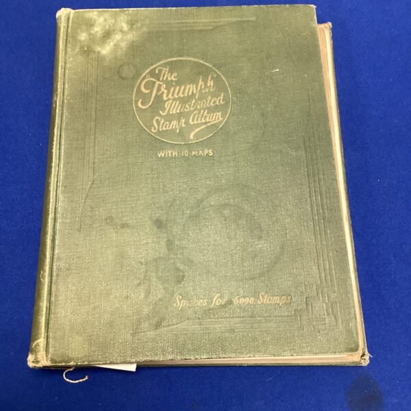 Front cover of a vintage Triumph stamp album.