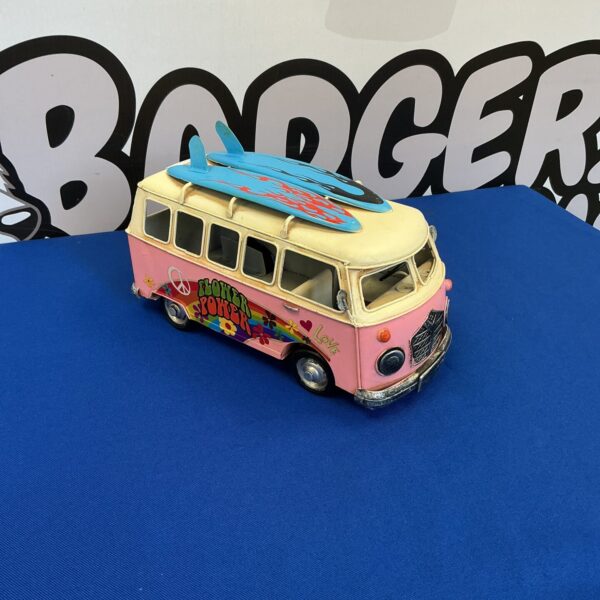 Detailed Flower Power VW Camper Van model for collectors.