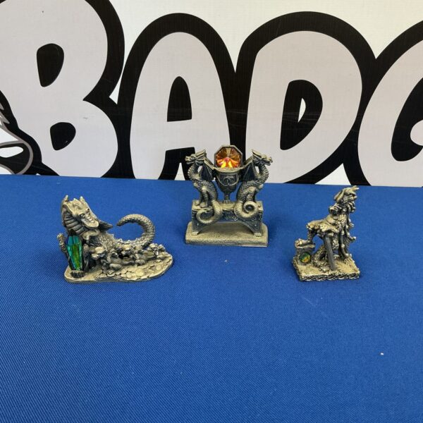 Detailed lot of three Myths and Legends metal fantasy figures.