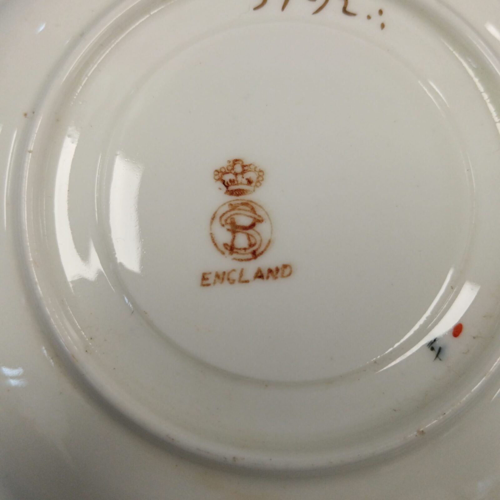 Close-up of Imari pattern on vintage china cup and saucer.